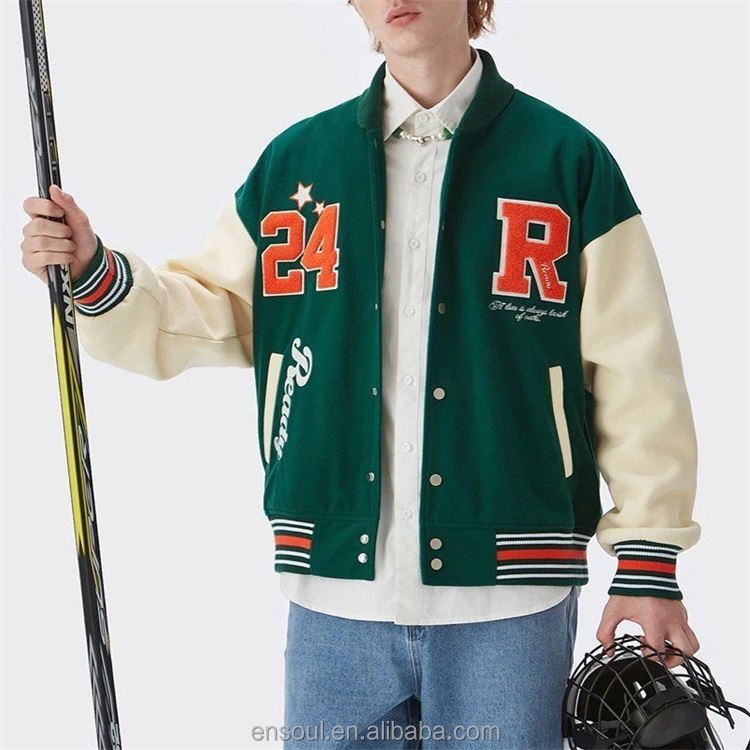 Custom Patch Embroidery Baseball  Varsity Jacket 