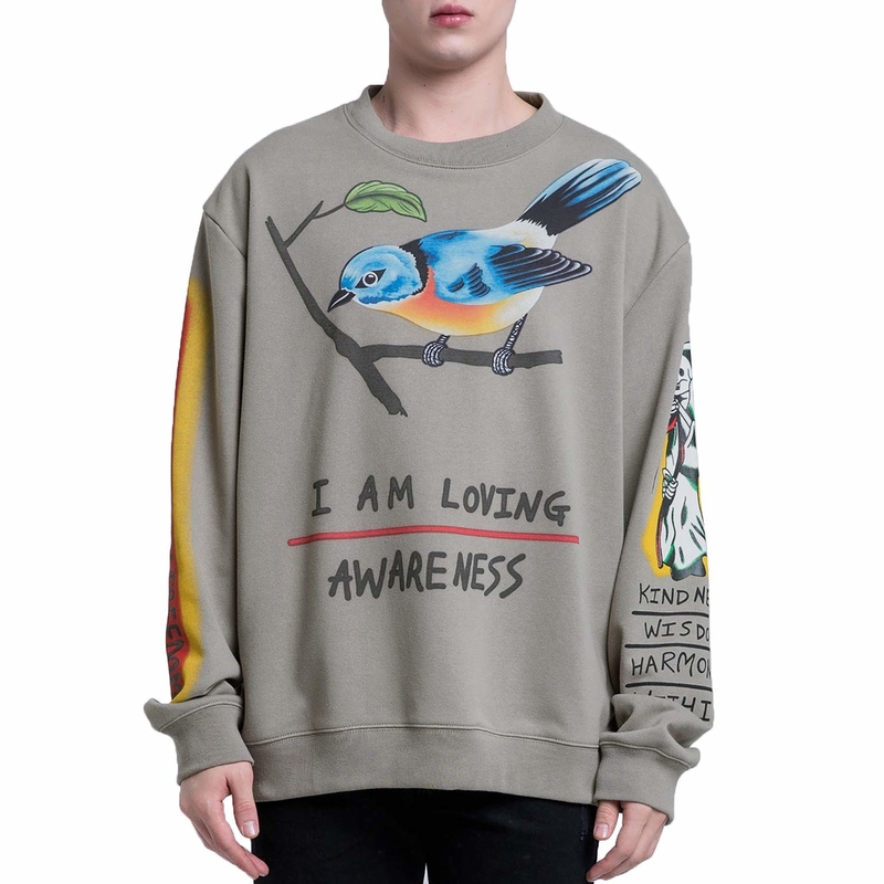 Printed Plain Crew Neck Sweatshirt