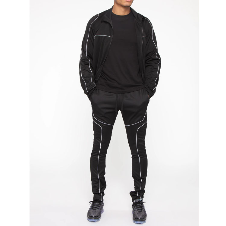 Reflective Piping Men Sportswear Tracksuits Custom Logo